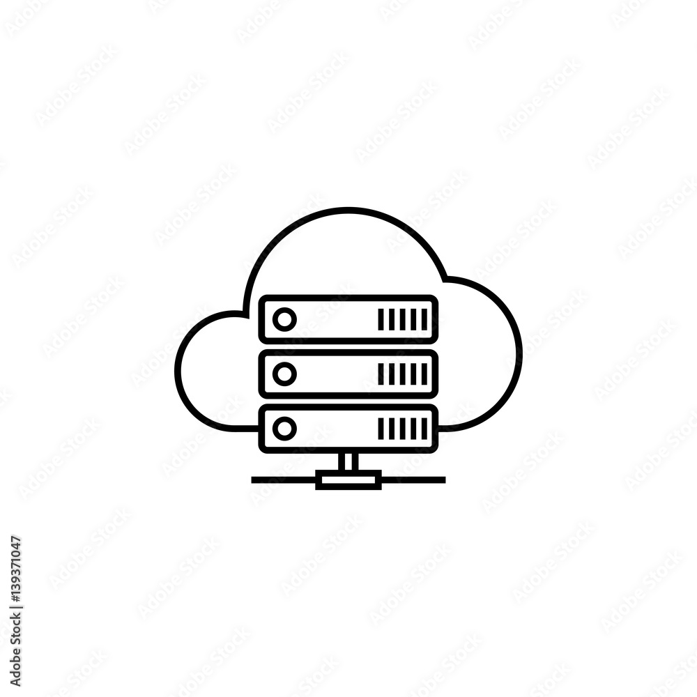 Cloud hosting line icon, seo & development, data base server sign, a linear pattern on a white background, eps 10. Cloud hosting line icon, seo & development, data base server sign, a linear pattern on a white background, eps 10.