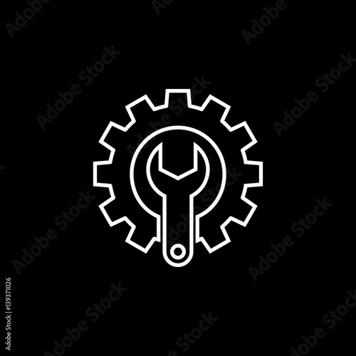 Technical support line icon, seo & development, repair service, a linear pattern on a black background, eps 10.