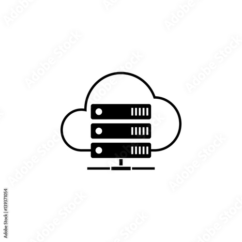 Cloud hosting solid icon, seo & development, data base server sign, a filled pattern on a white background, eps 10.