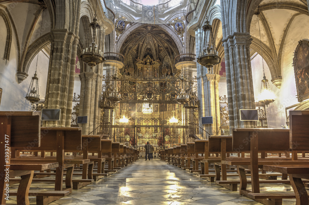 Tourists at Guadalupe Monastery Basilica, Spain