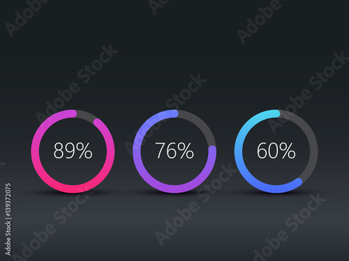 Pie charts infographic template, workflow, web design, UI elements. Vector EPS 10