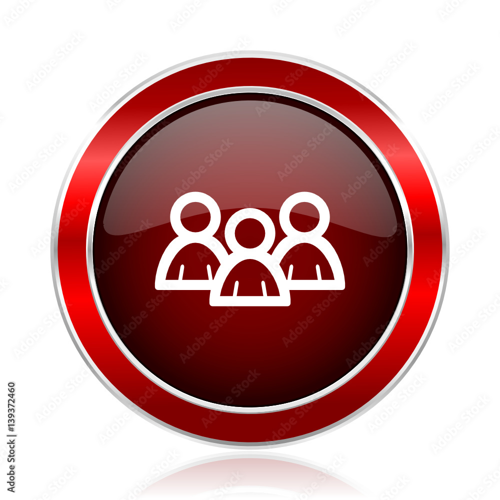People red round glossy vector web icon. Circle modern design chrome metal border abstract sign for smartphone applications. People red round glossy vector web icon. Circle modern design chrome metal border abstract sign for smartphone applications.