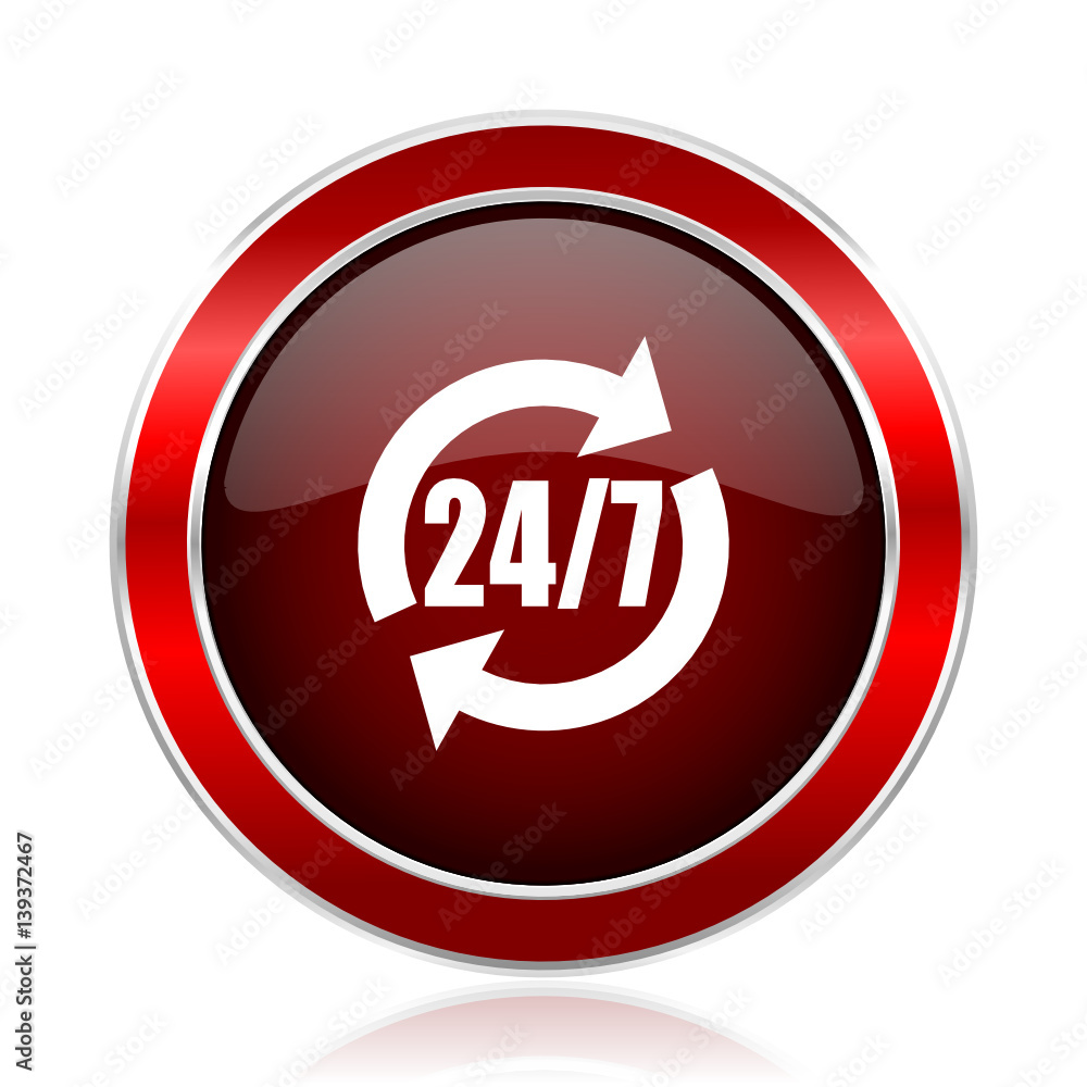 Service red round glossy vector web icon. Circle modern design chrome metal border abstract sign for smartphone applications. Service red round glossy vector web icon. Circle modern design chrome metal border abstract sign for smartphone applications.