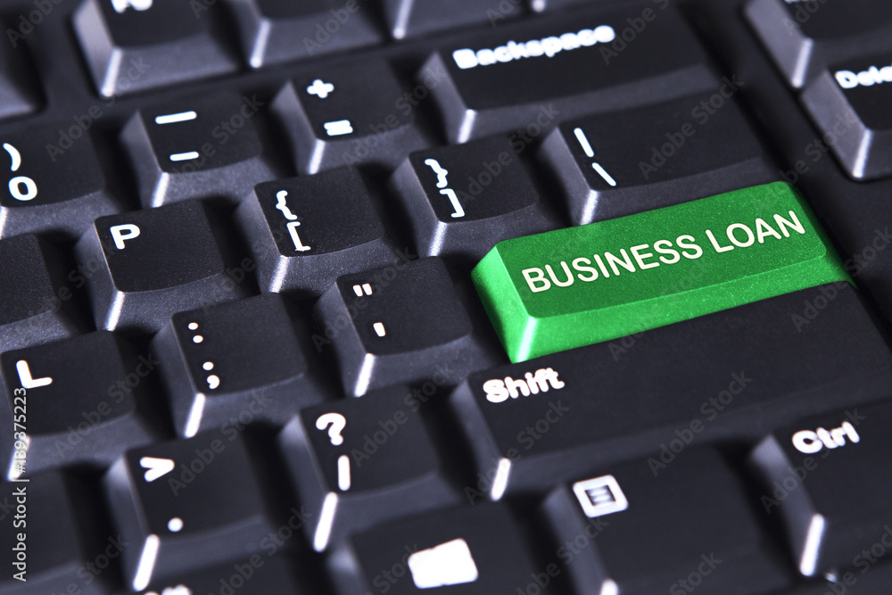 Computer keyboard with text of business loan Computer keyboard with text of business loan