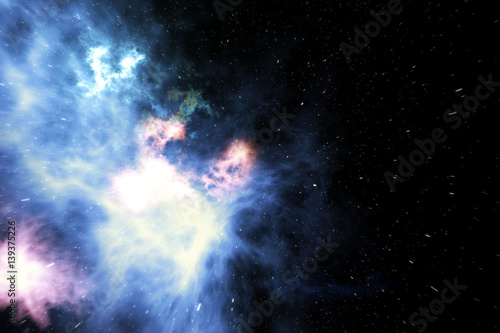 Fototapeta Naklejka Na Ścianę i Meble -  Night sky filled with stars and nebula, space dust in the universe. 3d rendering