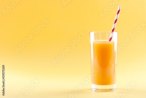 mango juice isolated on a yellow background