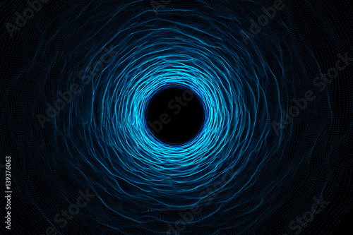 Fényképezés Abstract speed tunnel warp in space, wormhole or black hole, scene of overcoming the temporary space in cosmos