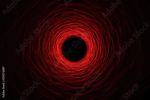 Abstract speed tunnel warp in space  wormhole or black hole  scene of overcoming the temporary space in cosmos. 3d rendering