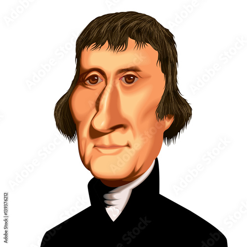 Vector Caricature Ilustration American US President Thomas Jefferson Political Portait