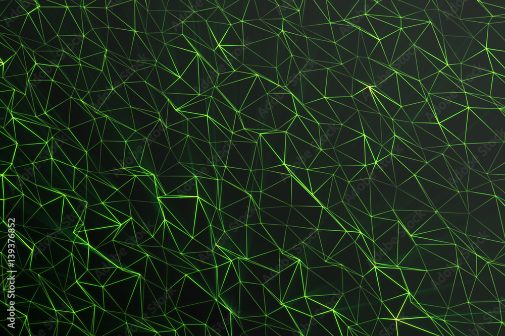Obraz premium Abstract polygonal space low poly dark background with connecting dots and lines. Connection structure, shine effects. 3d rendering