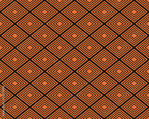 Bild auf Leinwand Seamless black and orange geometrical op art rhombic simple pattern vector