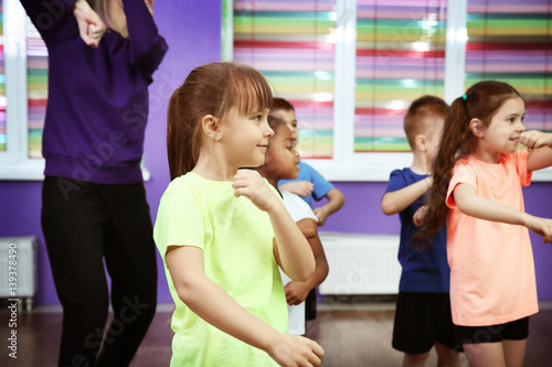 Children dancing in choreography class