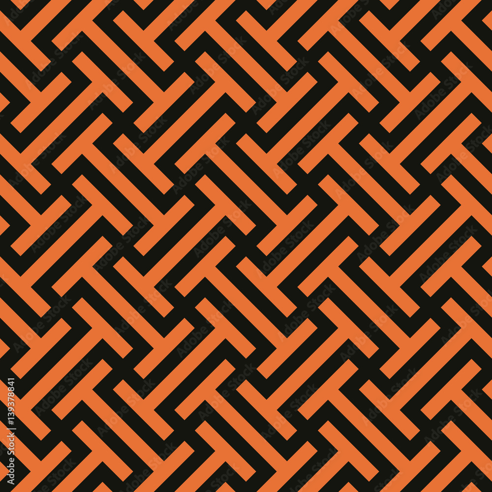 Seamless black and orange ethnic op art tribal pattern vector