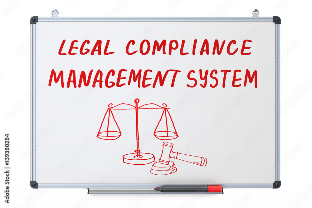 Fototapeta premium legal compliance, management system concept on the dry erase board, 3D rendering