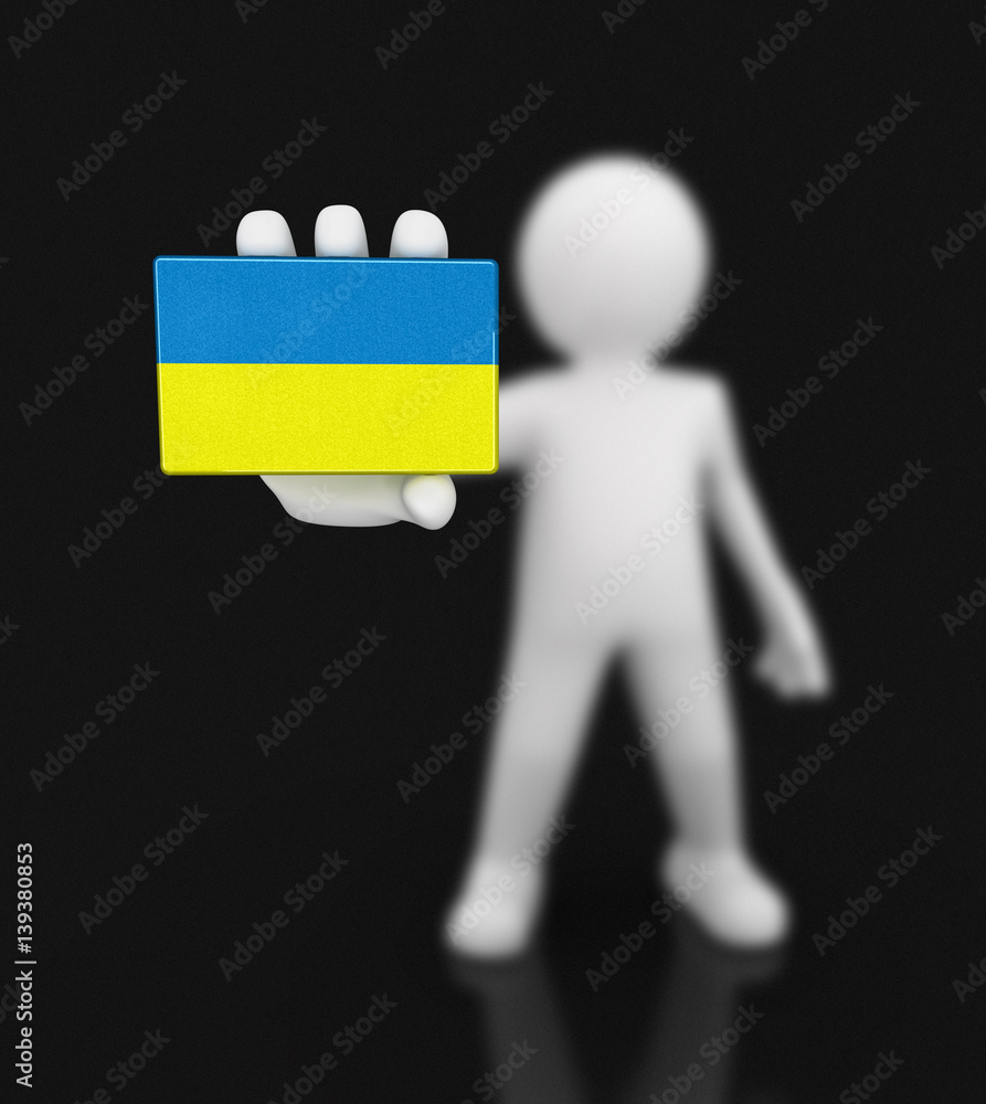 Man and Ukrainian flag. Image with clipping path Man and Ukrainian flag. Image with clipping path