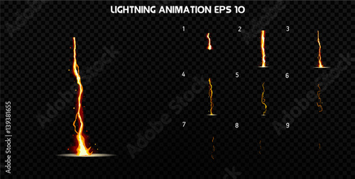 Vector explode. Explode effect animation with smoke. Cartoon explosion frames. Sprite sheet of explosion photo