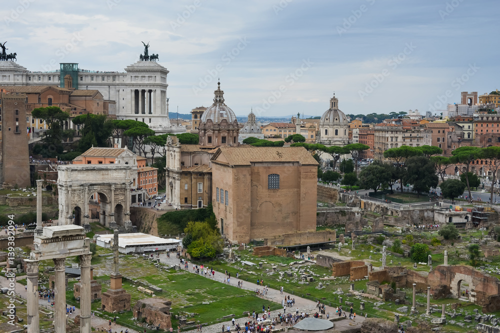 vue du Mont Palatin. Panorama du forum romain, Rome, Italie