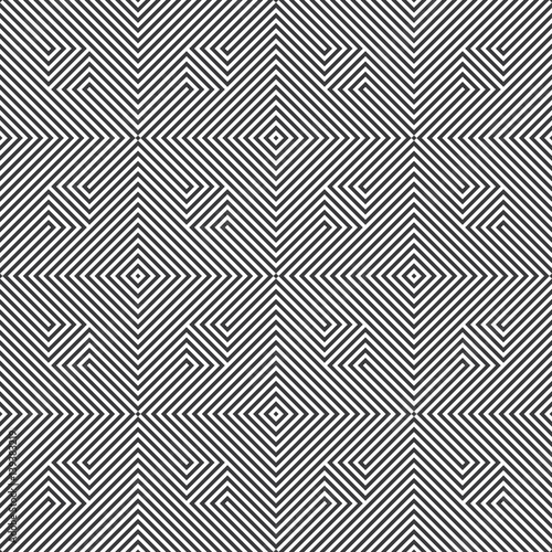 Seamless black and white op art diagonal illusion geo pattern vector