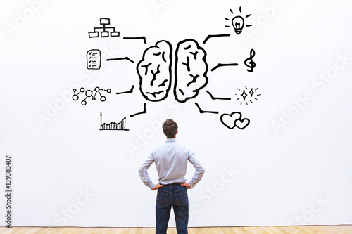 Photos human brain right left concept