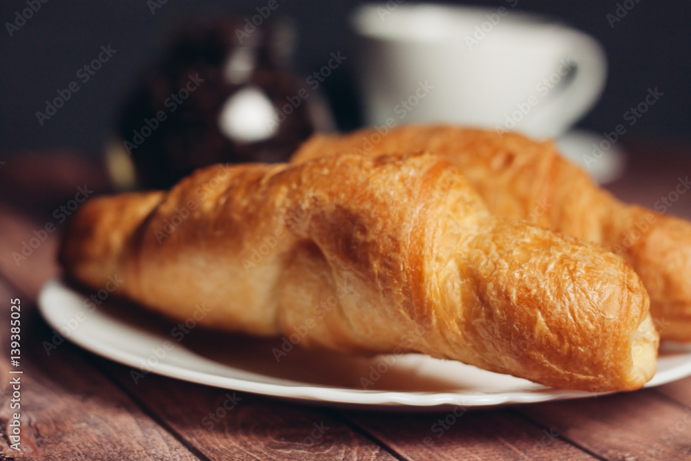 fresh croissant in a plate fresh croissant in a plate