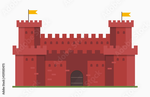 Cartoon fairy tale castle tower icon cute architecture fantasy house fairytale medieval and princess stronghold design fable isolated vector illustration.