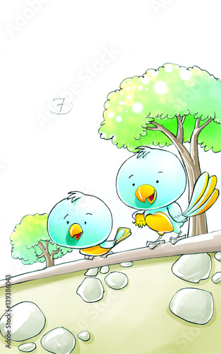 Canvas Print Two Little Dickey birds rhymes