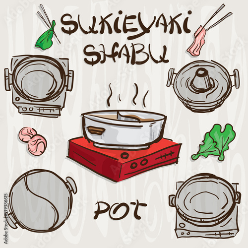shabu sukiyaki pot objects drawing graphic  design illustrate