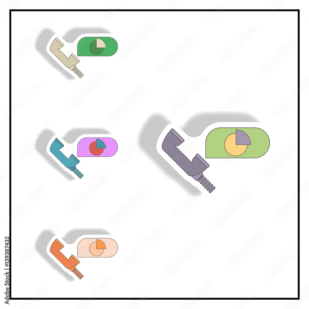 online market statistic information Vector illustration collection in paper sticker style of Business pie chart and handset online market statistic information Vector illustration collection in paper sticker style of Business pie chart and handset