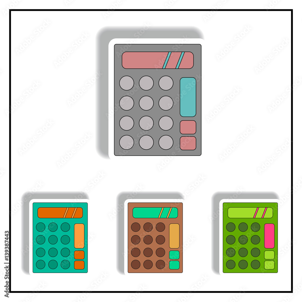 Vector illustration collection in paper sticker style of calculator Vector illustration collection in paper sticker style of calculator