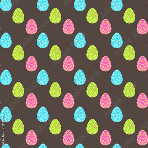 Easter pattern with ornate eggs. Vector illustration