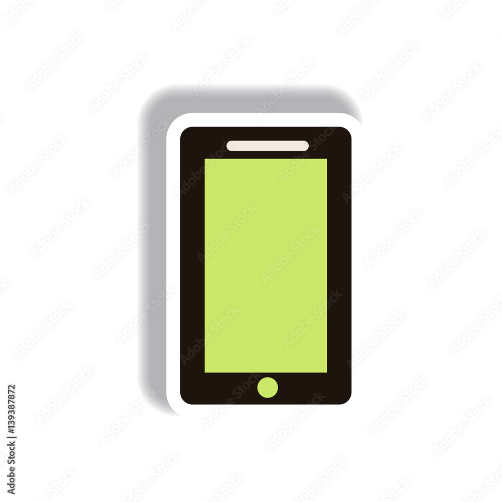 Vector illustration in paper sticker style phone Vector illustration in paper sticker style phone