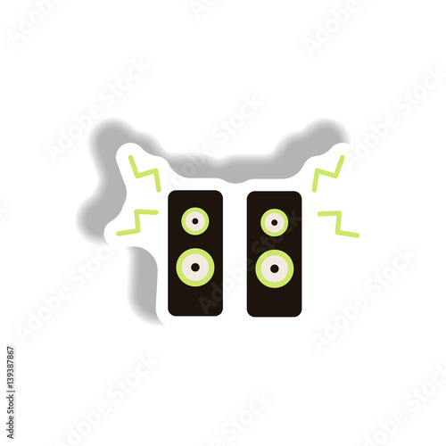 Vector illustration in paper sticker style loudspeakers