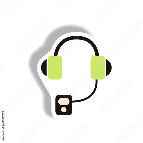 Vector illustration in paper sticker style headphones