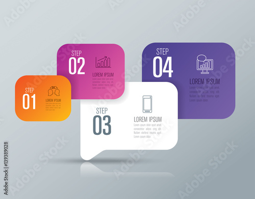 Infographics design vector and business icons with 4 options.