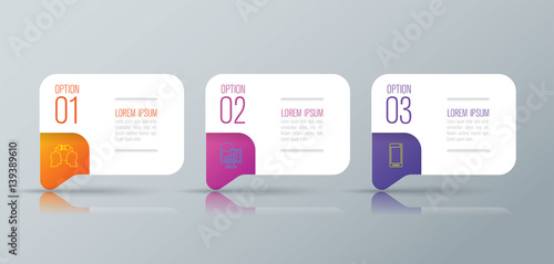 Infographics design vector and business icons with 3 options.