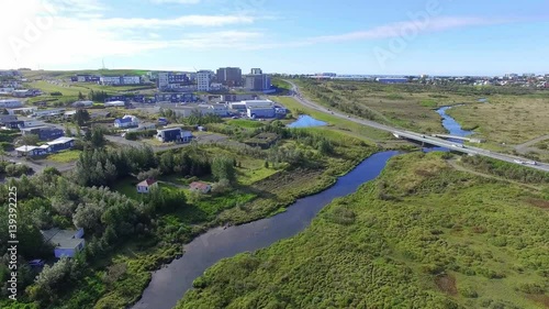 Aerial of upper Reykjavik city
