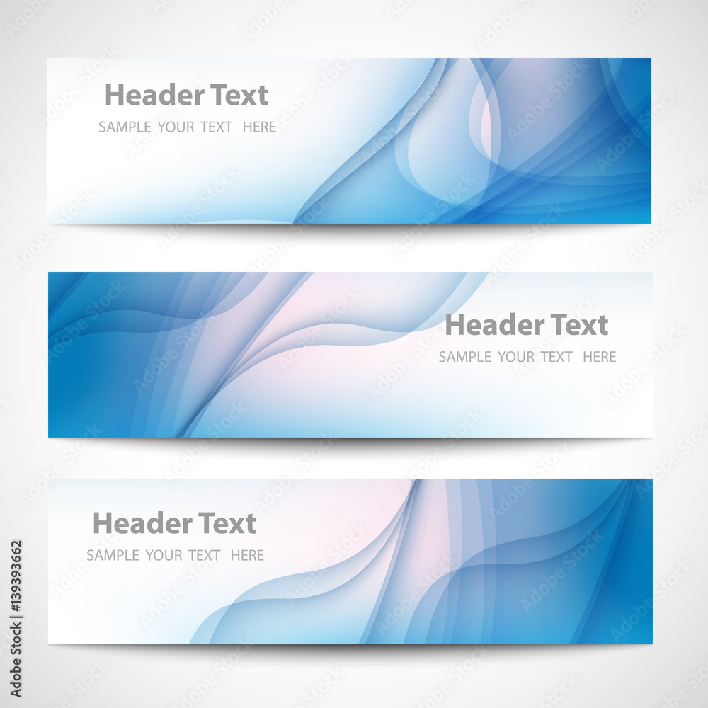 Abstract header blue wave white vector design