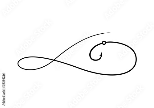 graphic fishing hook, vector
