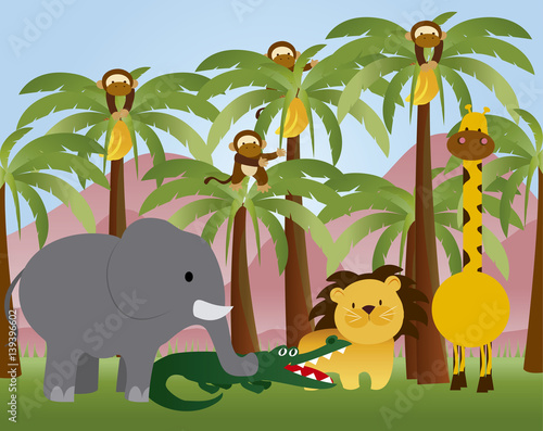 jungle animals vector cartoon
