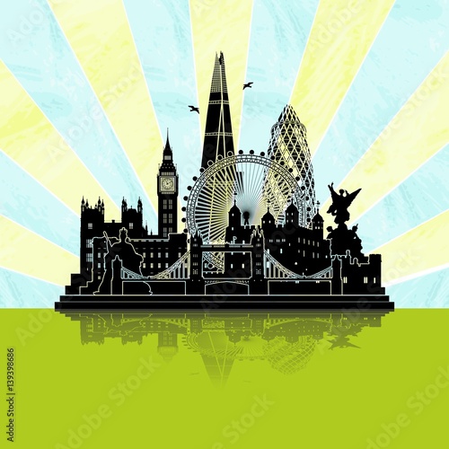London England skyline tattoo walltattoo sightseeing city tour shadow - Schattenriss Tatoo Wandtatoo Sehenswürdigkeiten Stadtrundfahrt Stadtbesichtigung