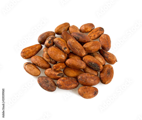 cocoa beans isolated on white
