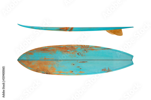 Vintage surfboard isolated on white - Retro styles 60's photo