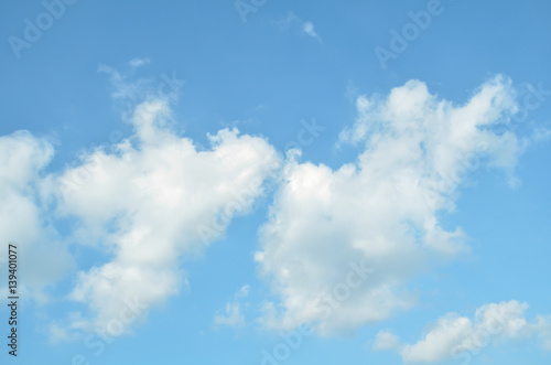 White clouds are floating in blue sky