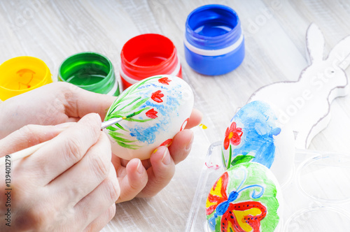 Colorful easter eggs. Coloring. Preparation of the Easter