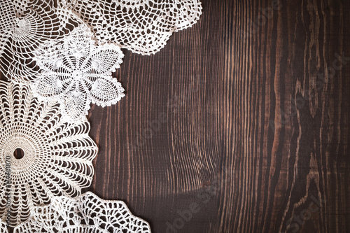Vintage background with white crochet lace