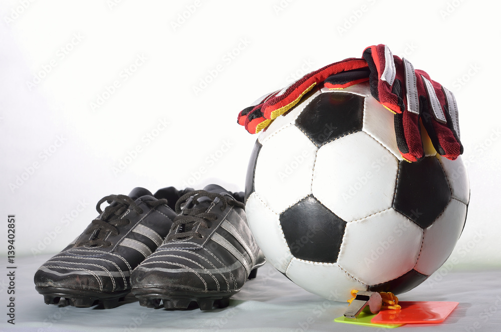Soccer equipment in white background Soccer equipment in white background