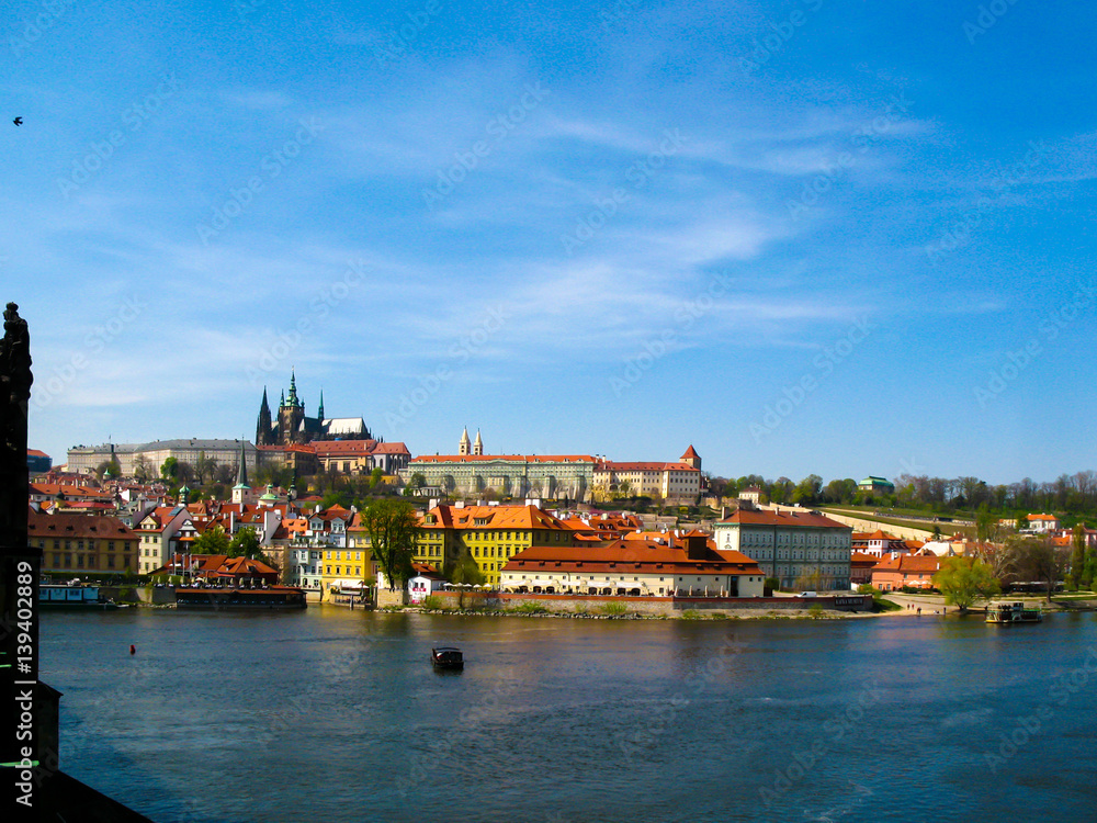 A view of the Prague Castle and the Vltava River