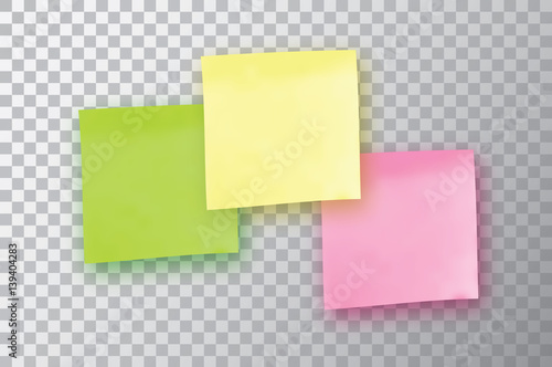 3 Colorful sticky note. Template for your projects. Three Sticker
