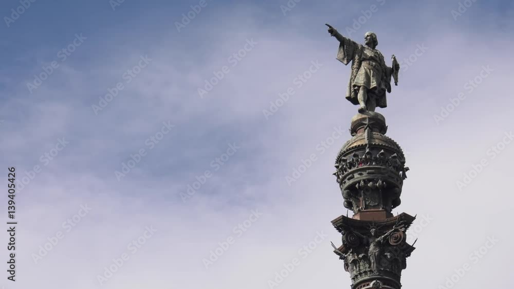 Barcelona Spain View Of Mirador de Colom Against Blue Sky Barcelona Spain View Of Mirador de Colom Against Blue Sky