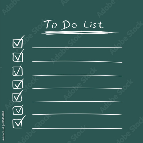 To do list icon with hand drawn text. Checklist, task list vector illustration in flat style on green background.